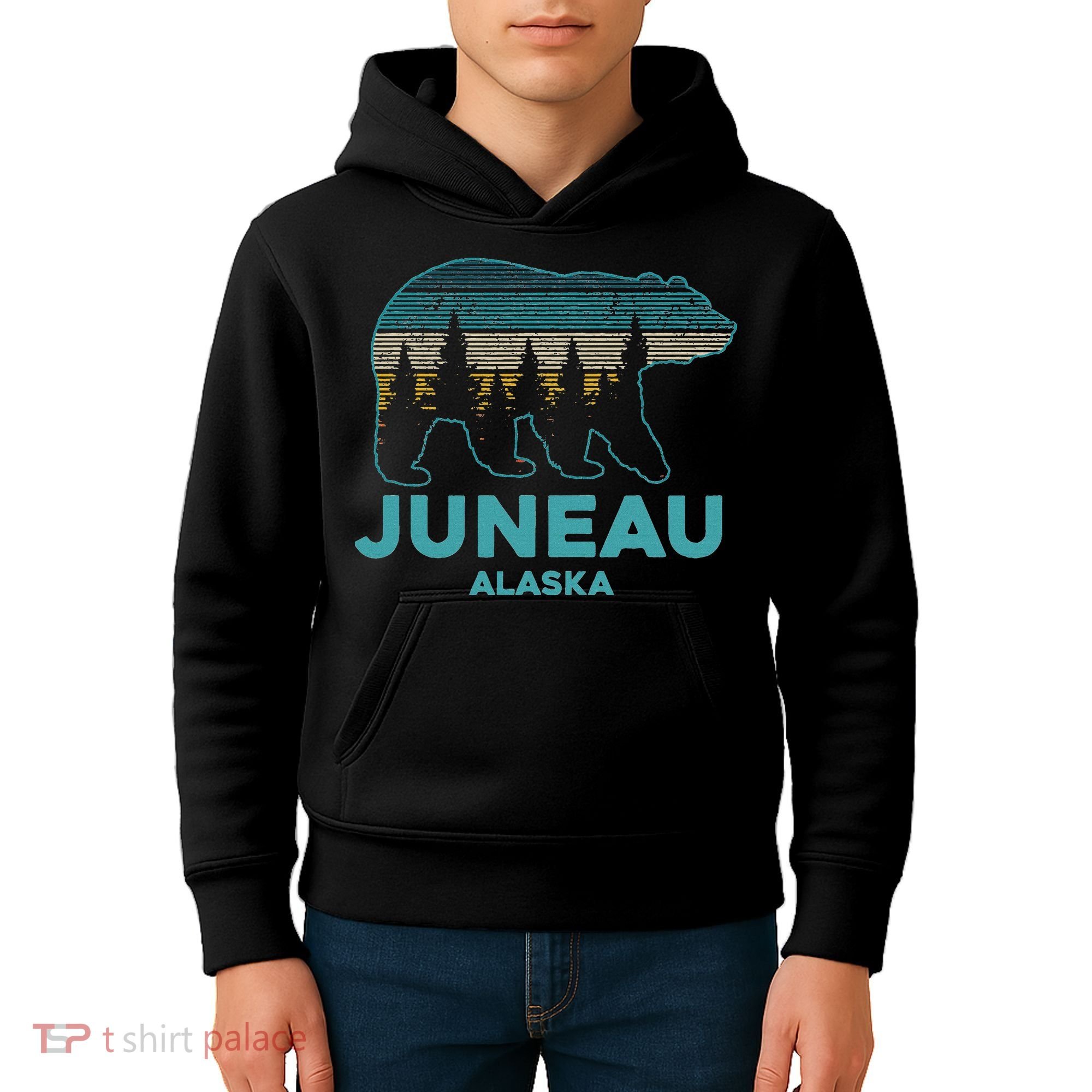 Juneau Alaska Grizzly Bear Souvenir Kids Hoodie