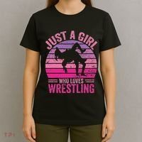 Just A Girl Who Loves Wrestling Funny Wrestle Lover Wrestler T-Shirt thumb 4
