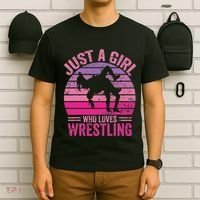 Just A Girl Who Loves Wrestling Funny Wrestle Lover Wrestler T-Shirt thumb 6