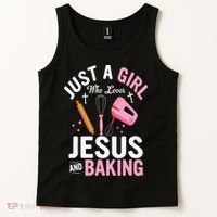 Just A Girl Who Loves Jesus And Baking Bake Cake Cookie Tank Top thumb 2