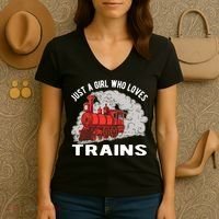 Just A Girl Who Loves Trains Women's V-Neck T-Shirt thumb 3