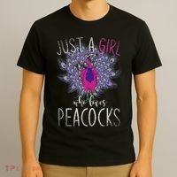 Just A Girl Who Loves Peacocks Zoo Animal Bird Women Peacock T-Shirt thumb 3