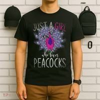 Just A Girl Who Loves Peacocks Zoo Animal Bird Women Peacock T-Shirt thumb 6