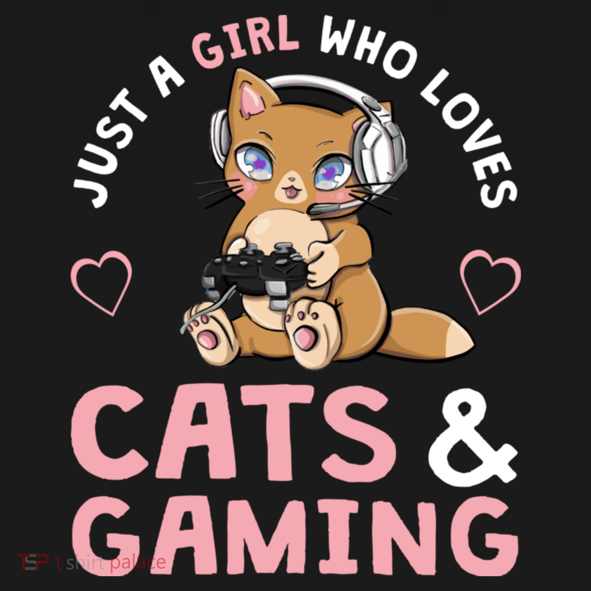 Just A Girl Who Loves Cats And Gaming Cute Gamer Cat T-Shirt