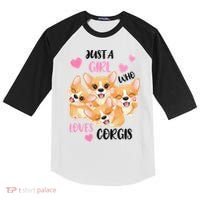 Just A Girl Who Loves Corgis Kids Colorblock Raglan Jersey thumb 0