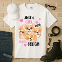 Just A Girl Who Loves Corgis Tall T-Shirt thumb 3