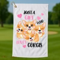 Just A Girl Who Loves Corgis Golf Towel thumb 1