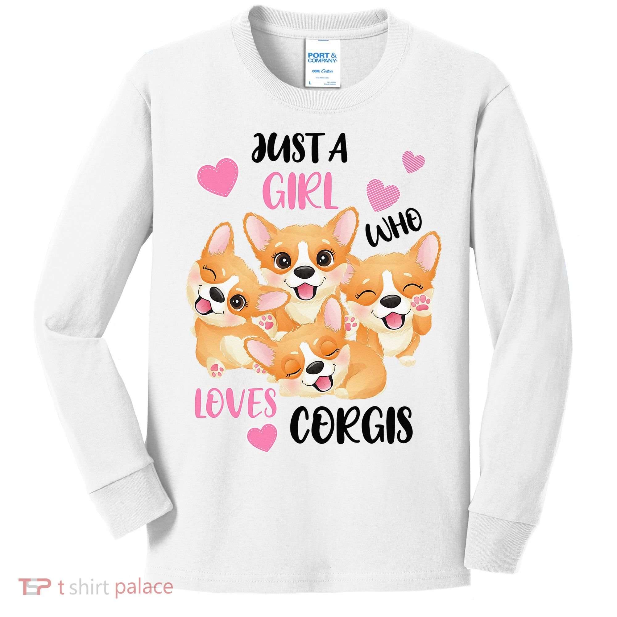 Just A Girl Who Loves Corgis Kids Long Sleeve Shirt