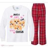 Just A Girl Who Loves Corgis Kids Long Sleeve Plaid Pajama Set thumb 0