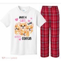 Just A Girl Who Loves Corgis Kids Plaid Pajama Set thumb 0