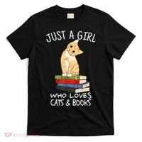 Just A Girl Who Loves Books And Cats Funny Reading TShirt T-Shirt thumb 0