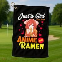 Just A Girl Who Loves Anime And Ramen Golf Towel thumb 1