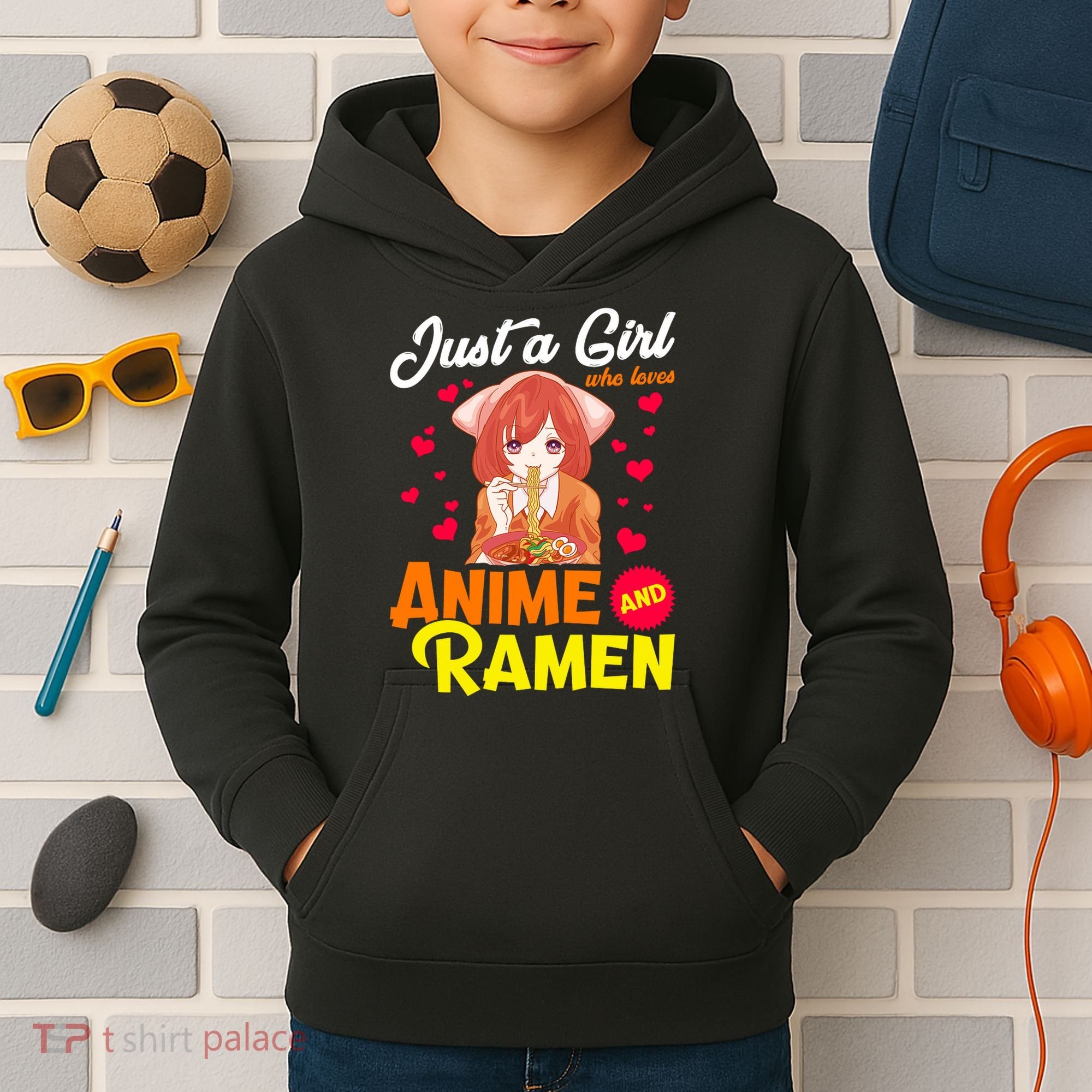 Just A Girl Who Loves Anime And Ramen Kids Hoodie