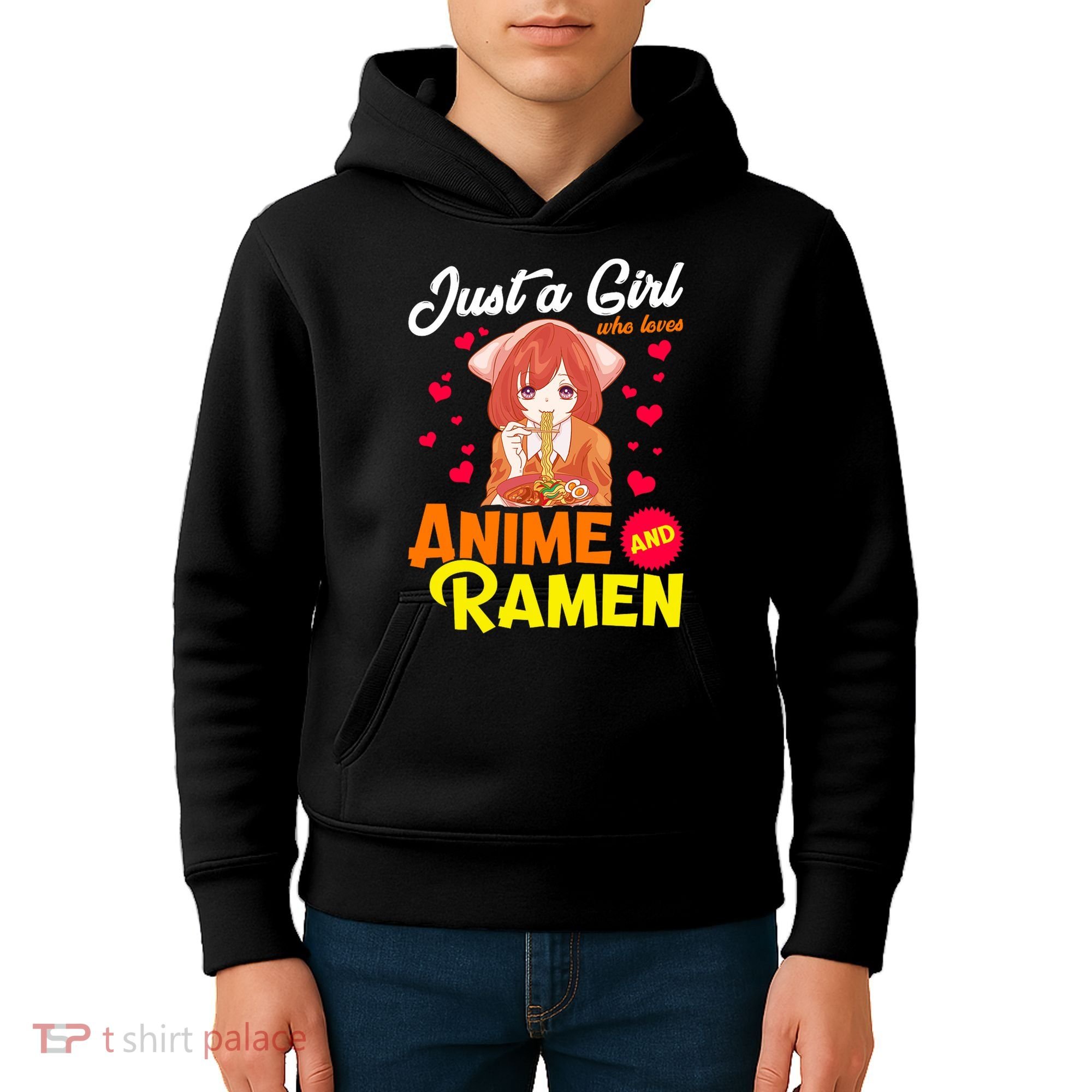 Just A Girl Who Loves Anime And Ramen Kids Hoodie