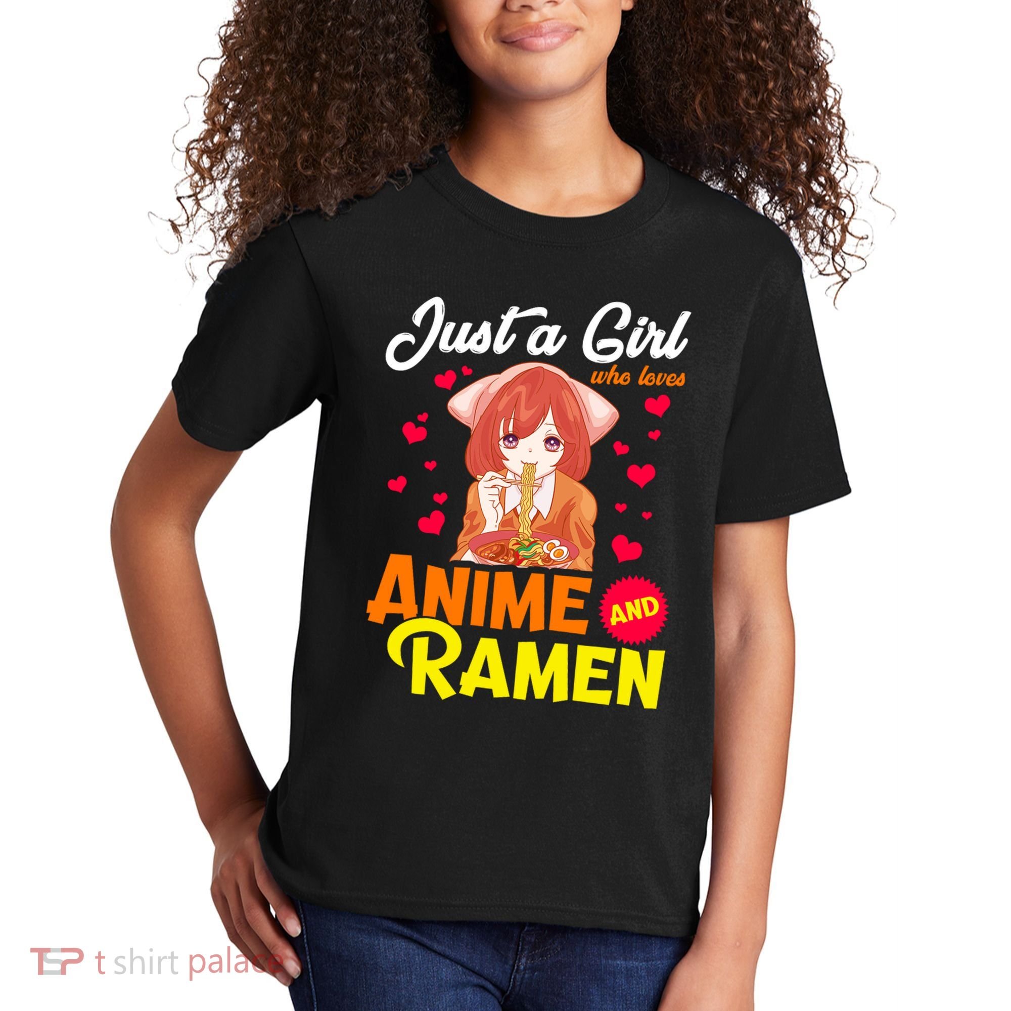 Just A Girl Who Loves Anime And Ramen Kids T-Shirt