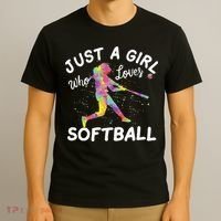 Just A Girl Who Loves Softball T-Shirt thumb 3