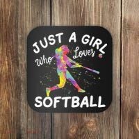 Just A Girl Who Loves Softball Coaster thumb 0