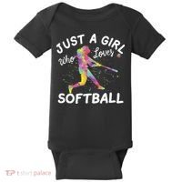 Just A Girl Who Loves Softball Baby Bodysuit thumb 0