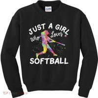 Just A Girl Who Loves Softball Kids Sweatshirt thumb 0