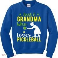 Just A Grandma Who Loves Pickleball Paddle Gift Kids Sweatshirt thumb 0