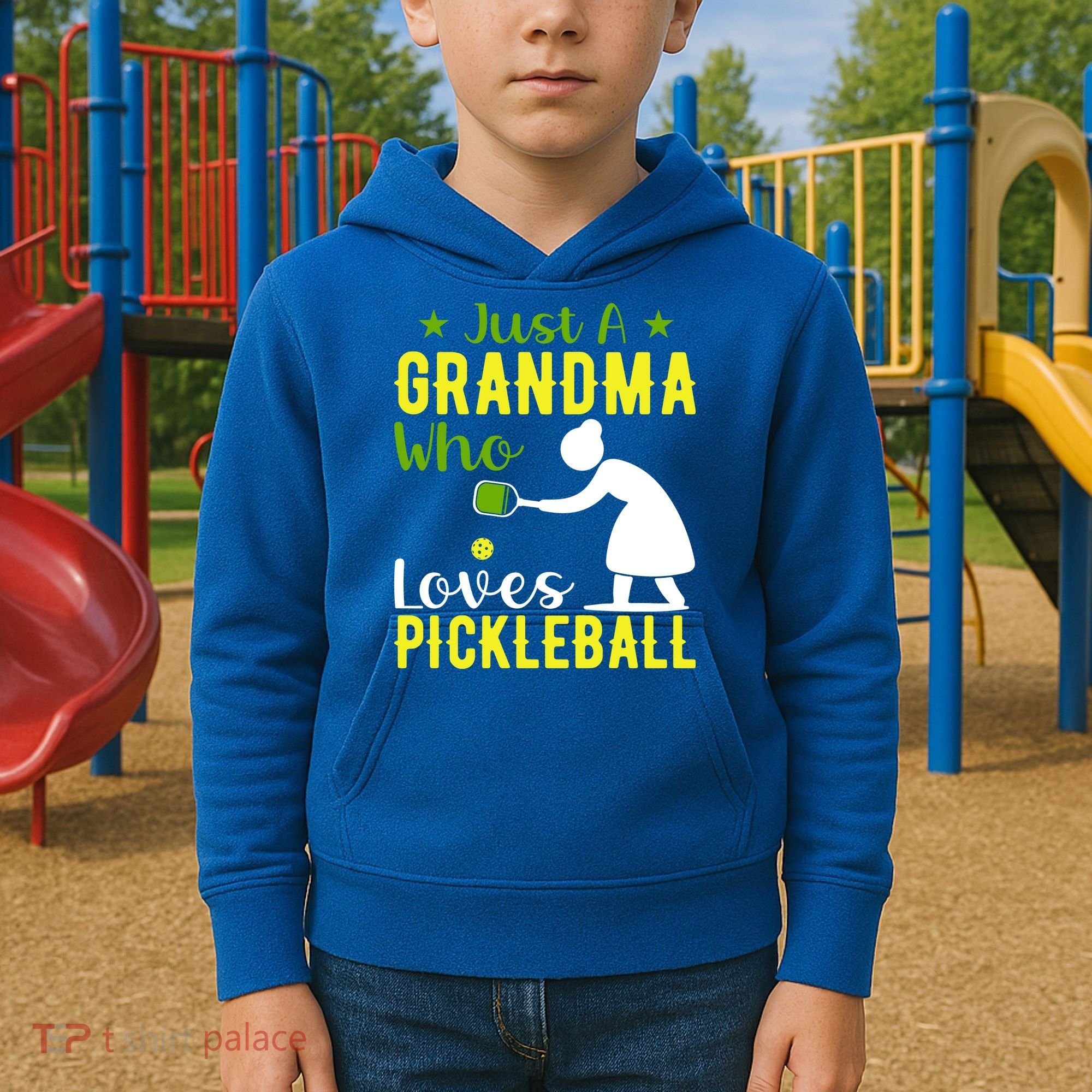 Just A Grandma Who Loves Pickleball Paddle Gift Kids Hoodie