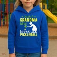 Just A Grandma Who Loves Pickleball Paddle Gift Kids Hoodie thumb 3