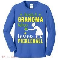 Just A Grandma Who Loves Pickleball Paddle Gift Kids Long Sleeve Shirt thumb 0