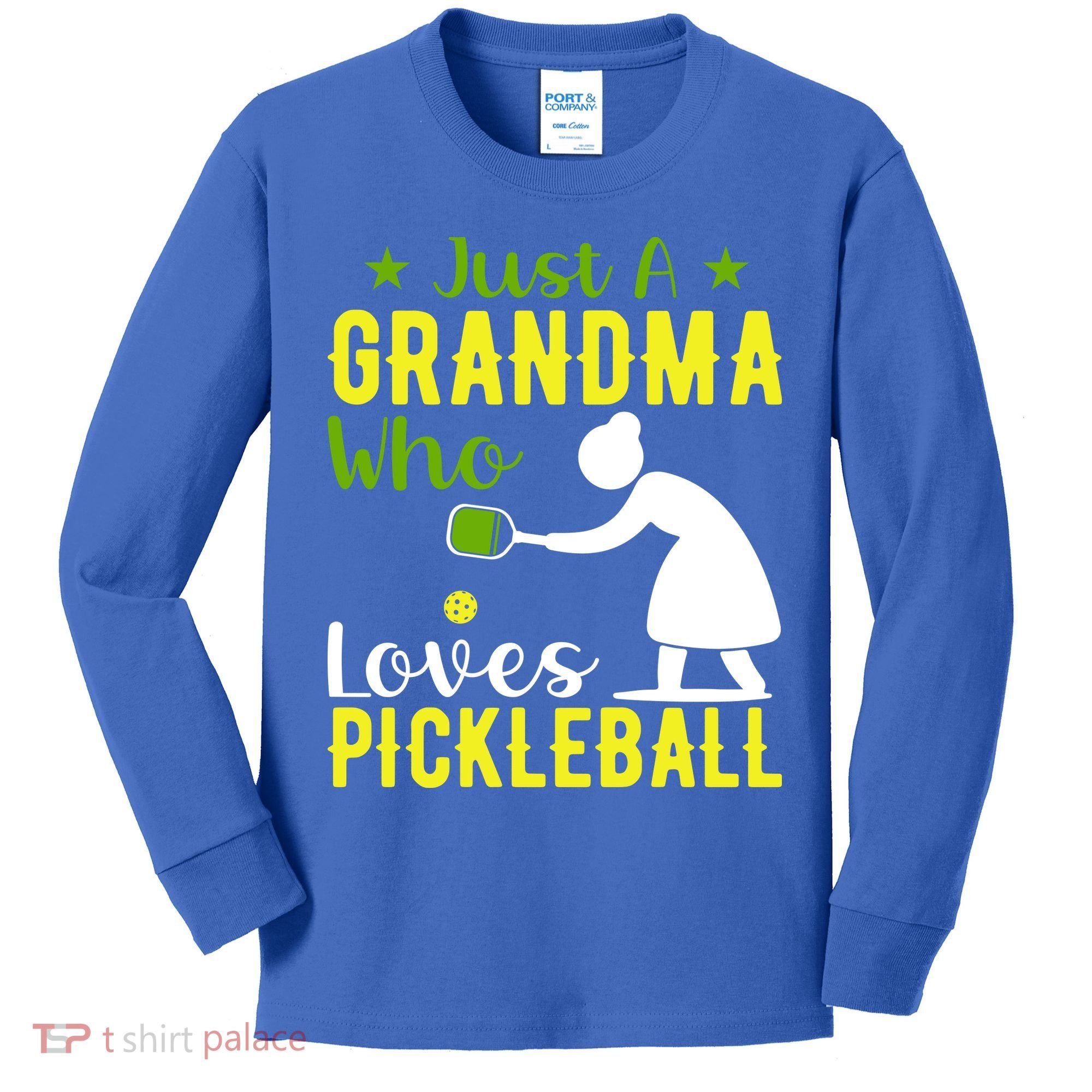 Just A Grandma Who Loves Pickleball Paddle Gift Kids Long Sleeve Shirt