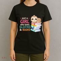 Just A Girl Who Loves Sloths And Books Sloth T-Shirt thumb 4