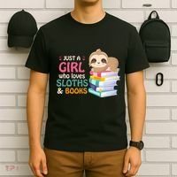 Just A Girl Who Loves Sloths And Books Sloth T-Shirt thumb 6