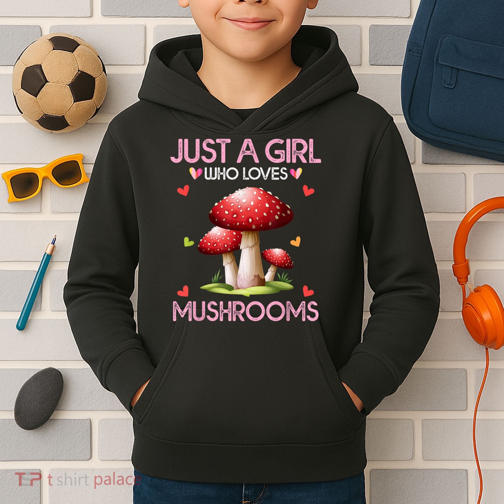 Just A Girl Who Loves Mushroom Hunting Kids Hoodie