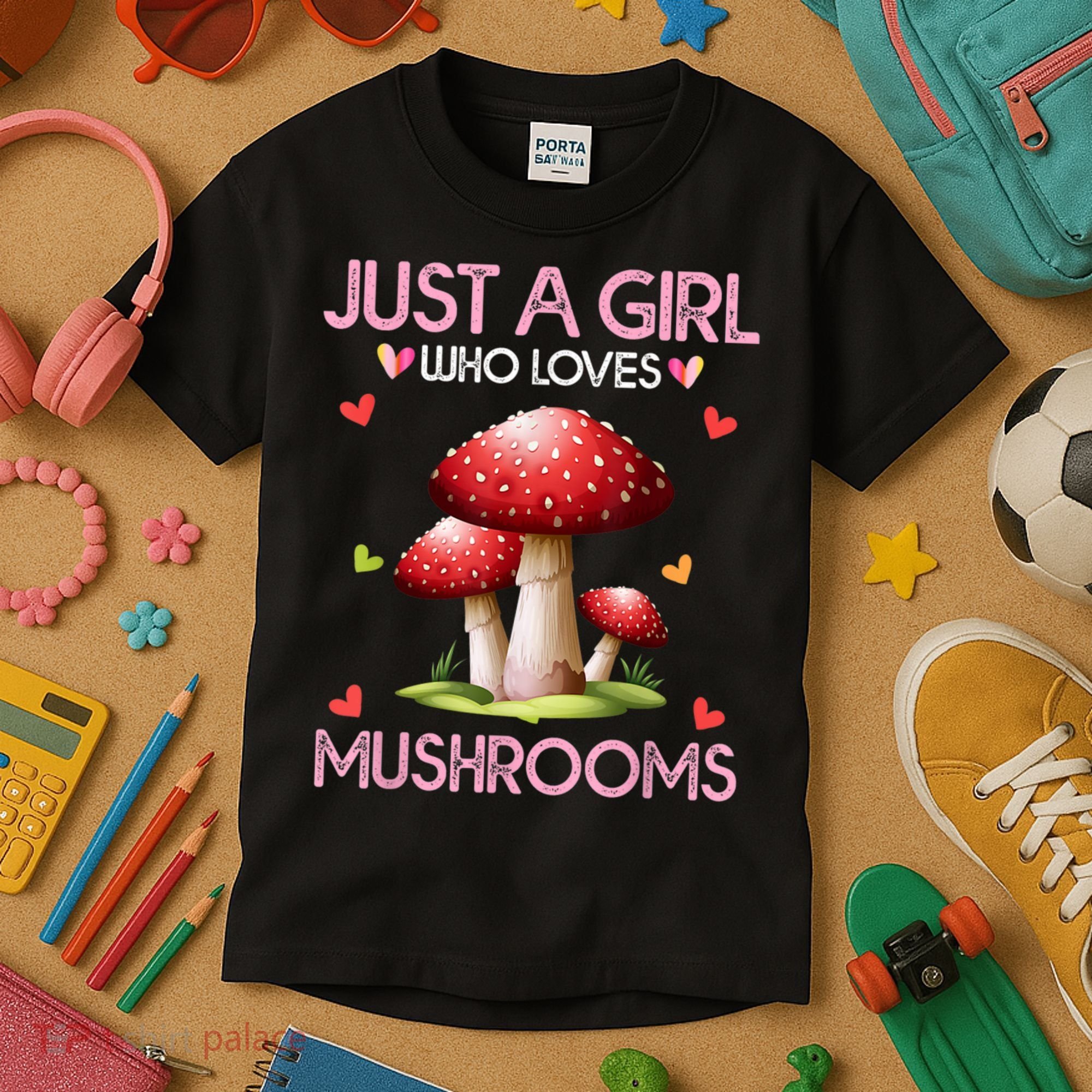 Just A Girl Who Loves Mushroom Hunting Kids T-Shirt