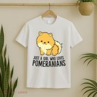 Just A Girl Who Loves Pomeranians Cute Pomeranian Dog T-Shirt thumb 2