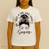 Just A Girl Who Loves Singing Hair Bun Gifts For Singer T-Shirt thumb 4