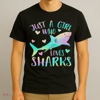 Just A Girl Who Loves Sharks Cute Shark Lover Themed T-Shirt thumb 3