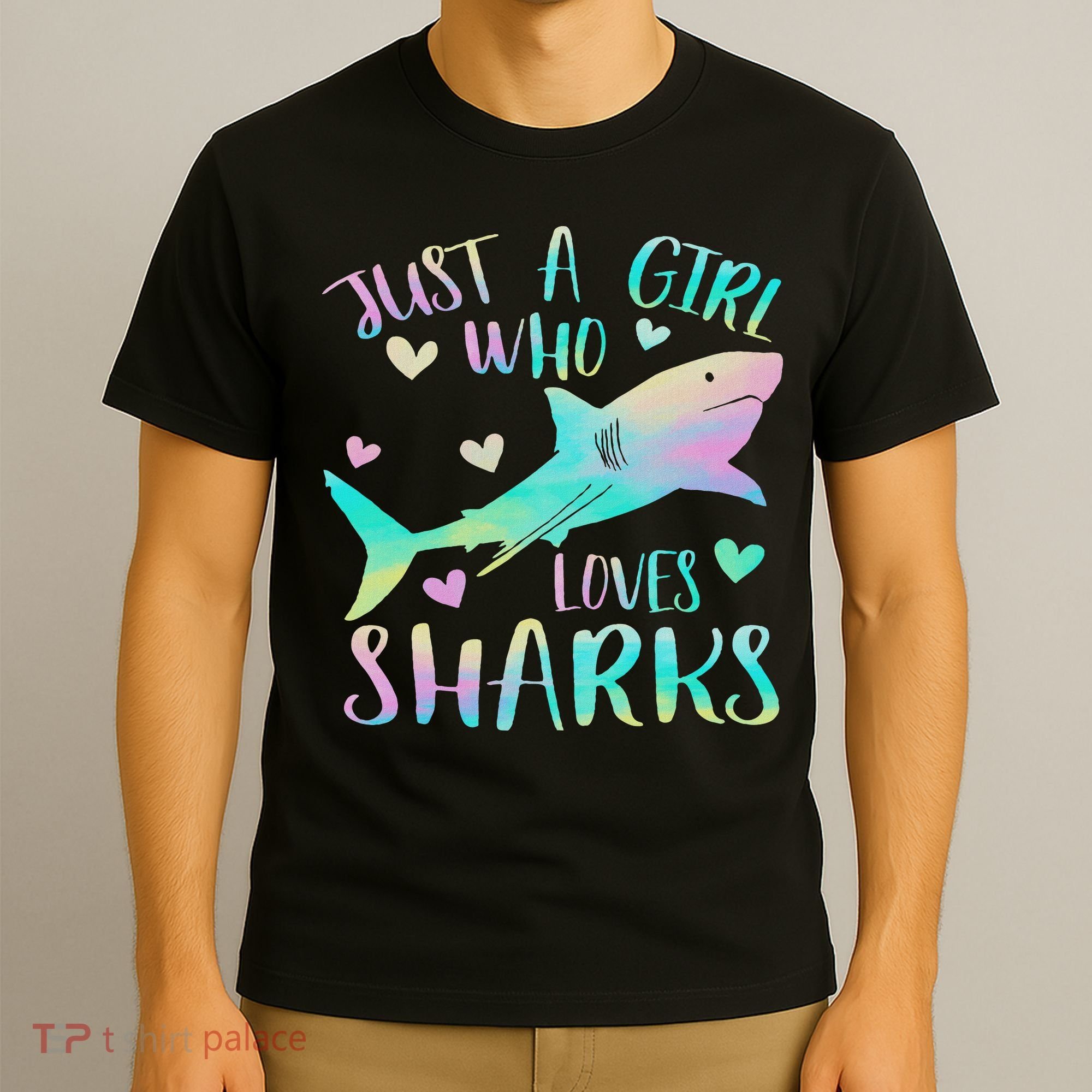 Just A Girl Who Loves Sharks Cute Shark Lover Themed T-Shirt