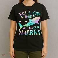 Just A Girl Who Loves Sharks Cute Shark Lover Themed T-Shirt thumb 4