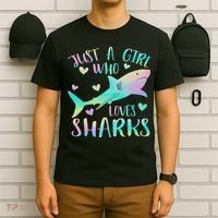 Just A Girl Who Loves Sharks Cute Shark Lover Themed T-Shirt thumb 6