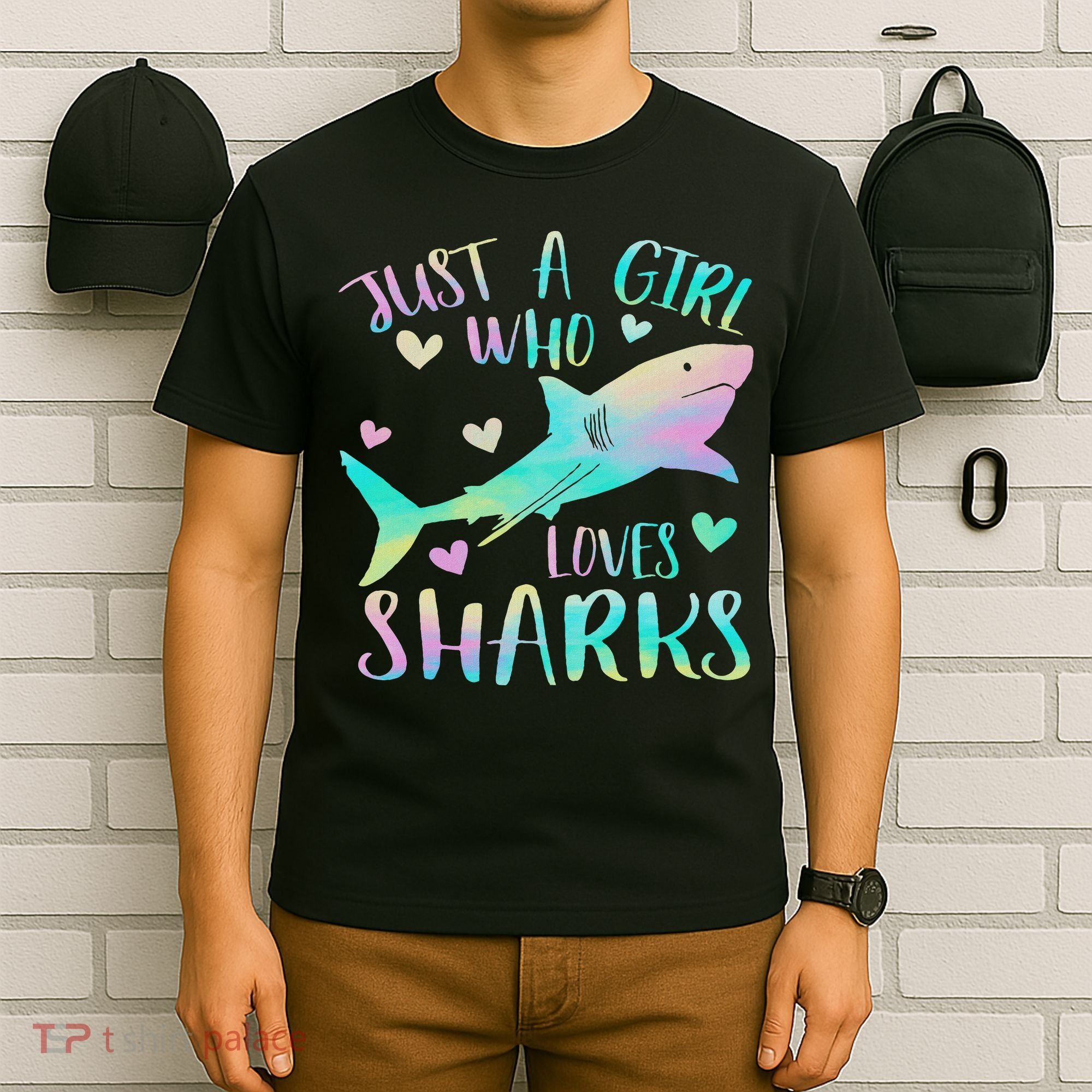 Just A Girl Who Loves Sharks Cute Shark Lover Themed T-Shirt
