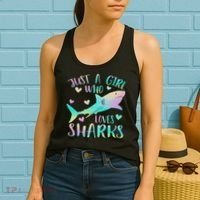 Just A Girl Who Loves Sharks Cute Shark Lover Themed Women's Tank Top thumb 2