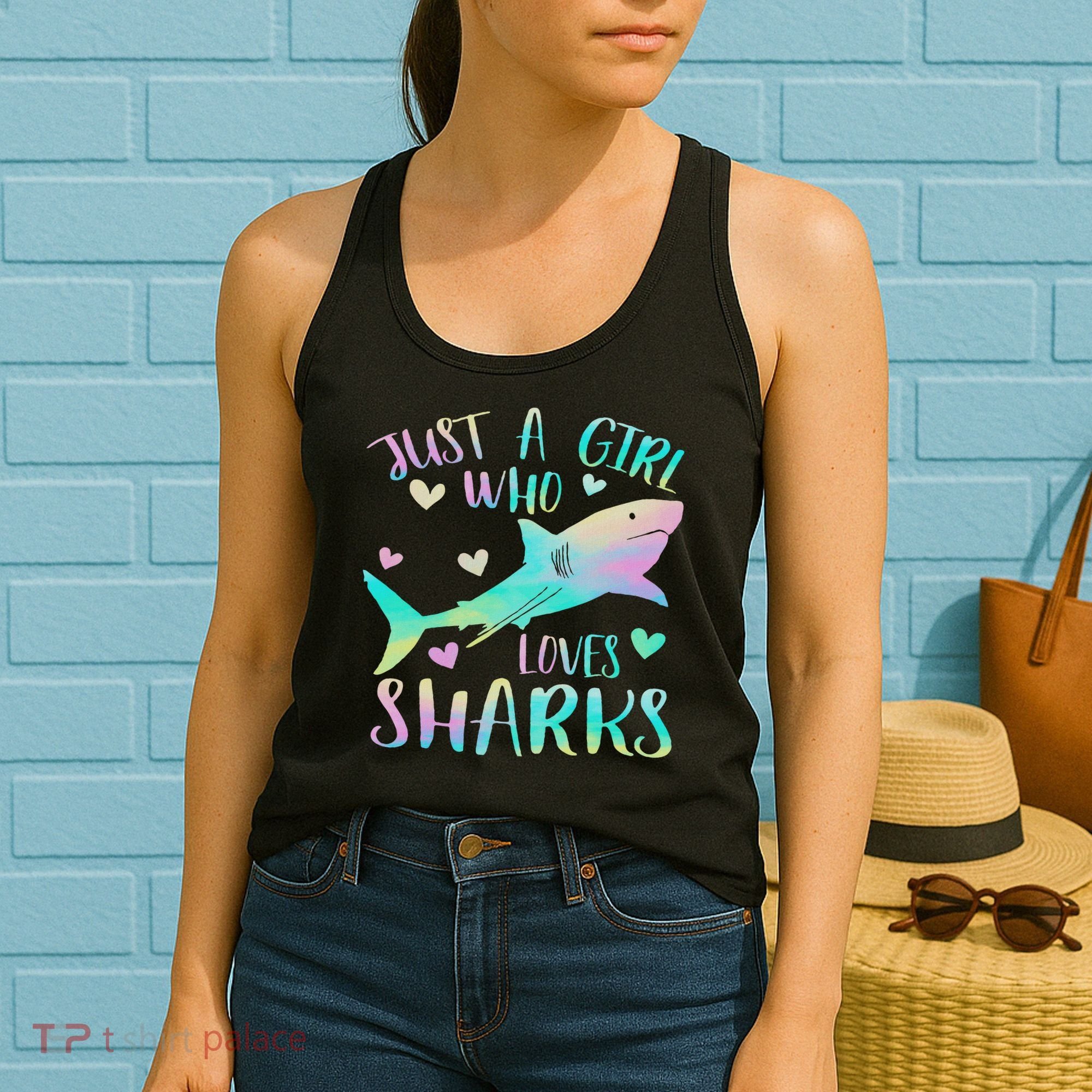 Just A Girl Who Loves Sharks Cute Shark Lover Themed Women's Tank Top