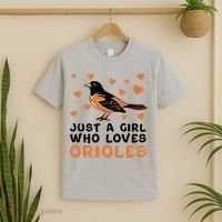 Just A Girl Who Loves Orioles Birds Oriole Lovers T-Shirt thumb 2