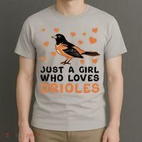 Just A Girl Who Loves Orioles Birds Oriole Lovers T-Shirt thumb 3