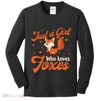 Just A Girl Who Loves Foxes Fox Lover Zookeeper Kids Long Sleeve Shirt thumb 0