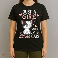 Just A Girl Who Loves Cats Cute Cat Lover Gifts T-Shirt thumb 4
