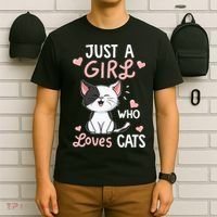 Just A Girl Who Loves Cats Cute Cat Lover Gifts T-Shirt thumb 6