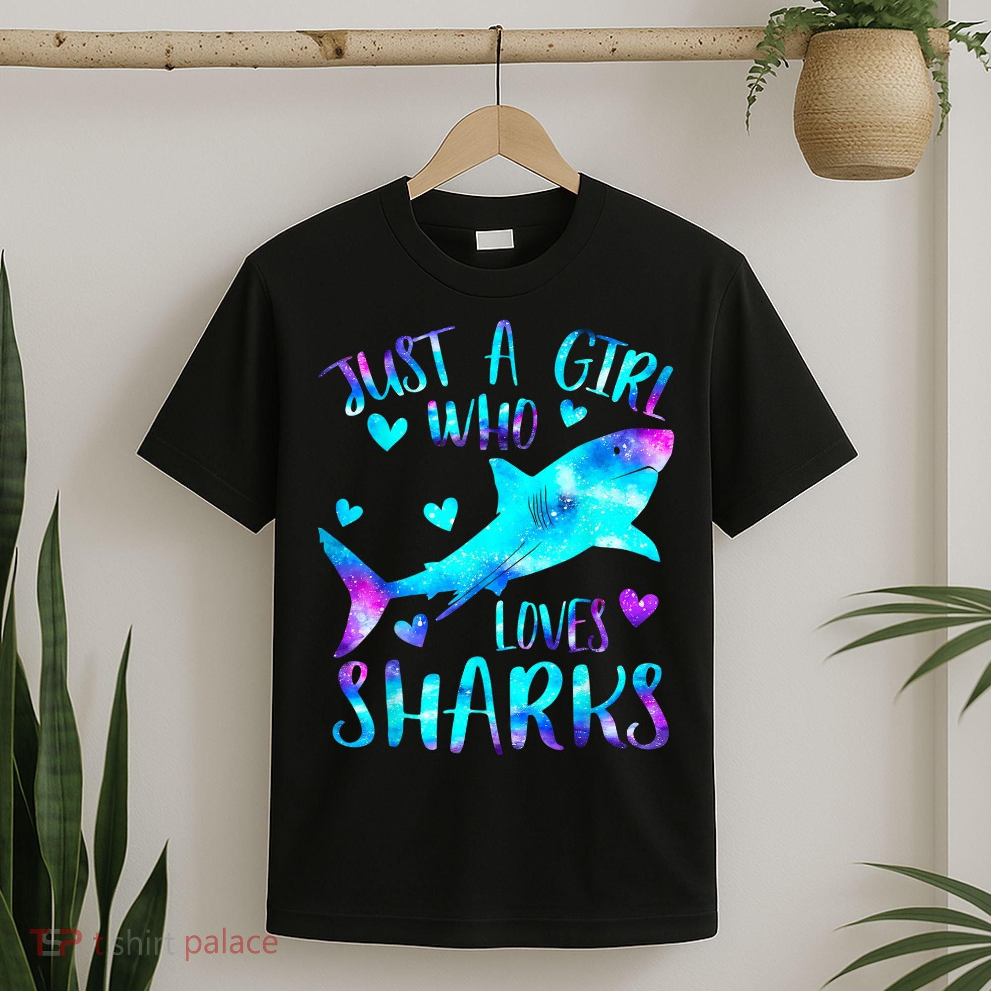 Just A Girl Who Loves Sharks Galaxy Shark Lover Theme Girls T-Shirt