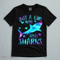 Just A Girl Who Loves Sharks Galaxy Shark Lover Theme Girls T-Shirt thumb 5
