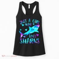 Just A Girl Who Loves Sharks Galaxy Shark Lover Theme Girls Women's Tank Top thumb 0