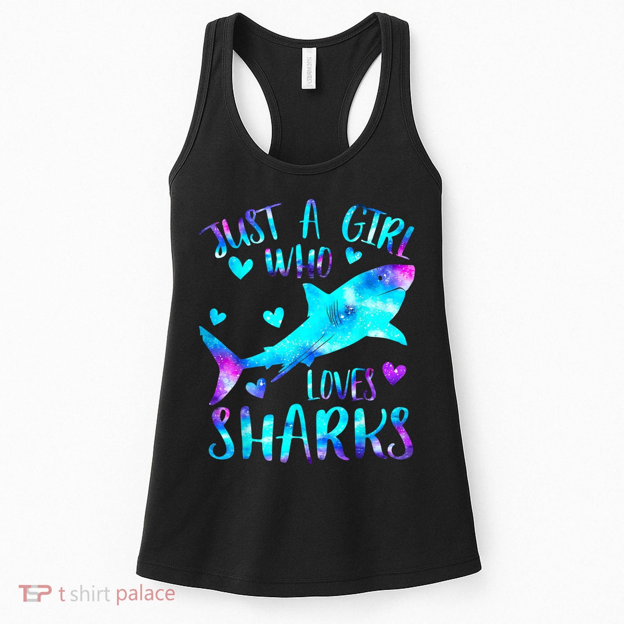 Just A Girl Who Loves Sharks Galaxy Shark Lover Theme Girls Women's Tank Top